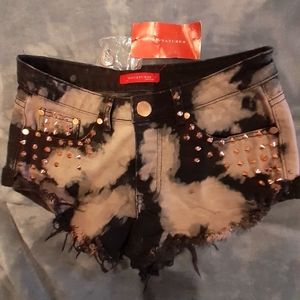 TieDye studded shorts